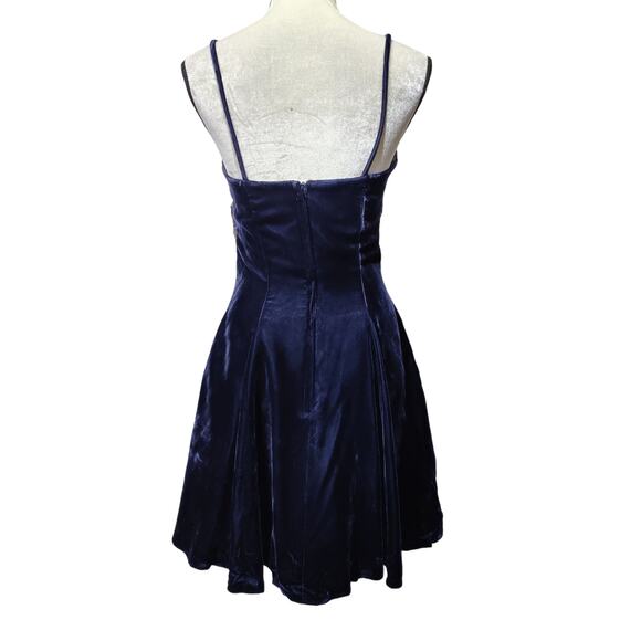 Vintage 80s Jessica McClintock Gunne Sax Sz 9/10 Navy Velvet Sequin Party Dress - Picture 9 of 9